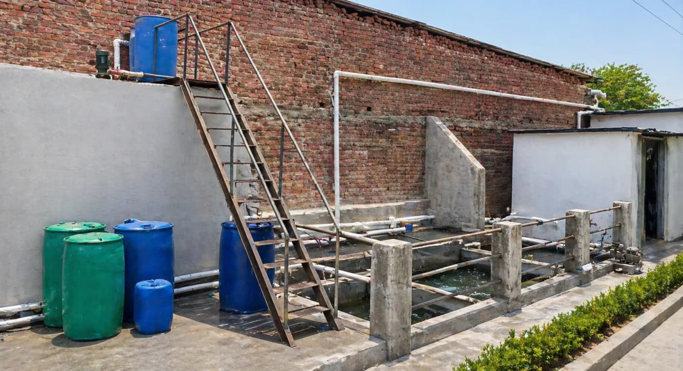Responsible water-treatment area used for dyeing-practice discussion