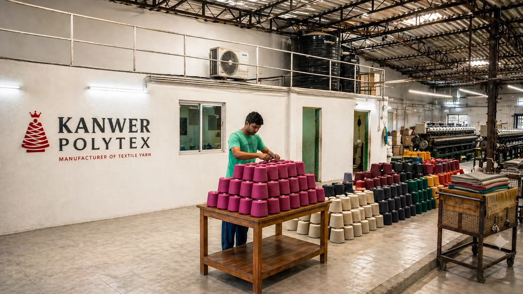 Dyed yarn cones prepared for application and end-use review